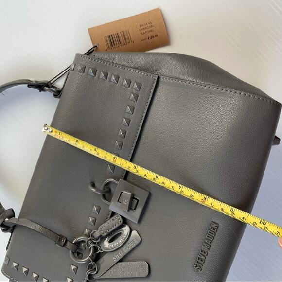 🆕 Steve Madden Baviana Satchel in charcoal arm bag NWT - Picture 8 of 16